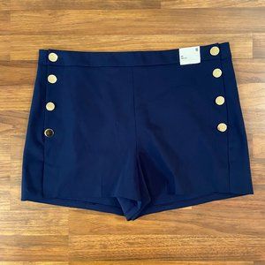 Express Midi High Rise Navy Button Shorts SZ 18